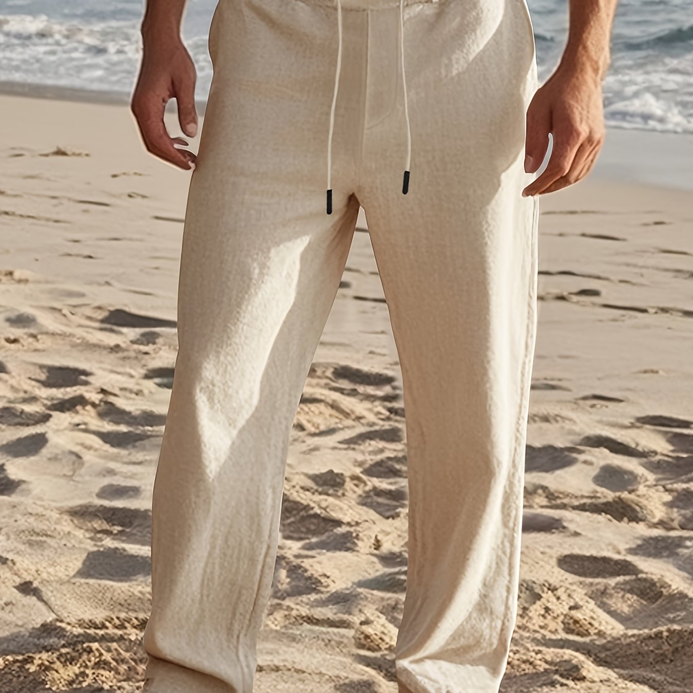 Herrenhose | Regular Fit Hose mit Geradem Bein | Kordelzugbund | Lässiger Sommerstil
