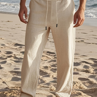 Herrenhose | Regular Fit Hose mit Geradem Bein | Kordelzugbund | Lässiger Sommerstil
