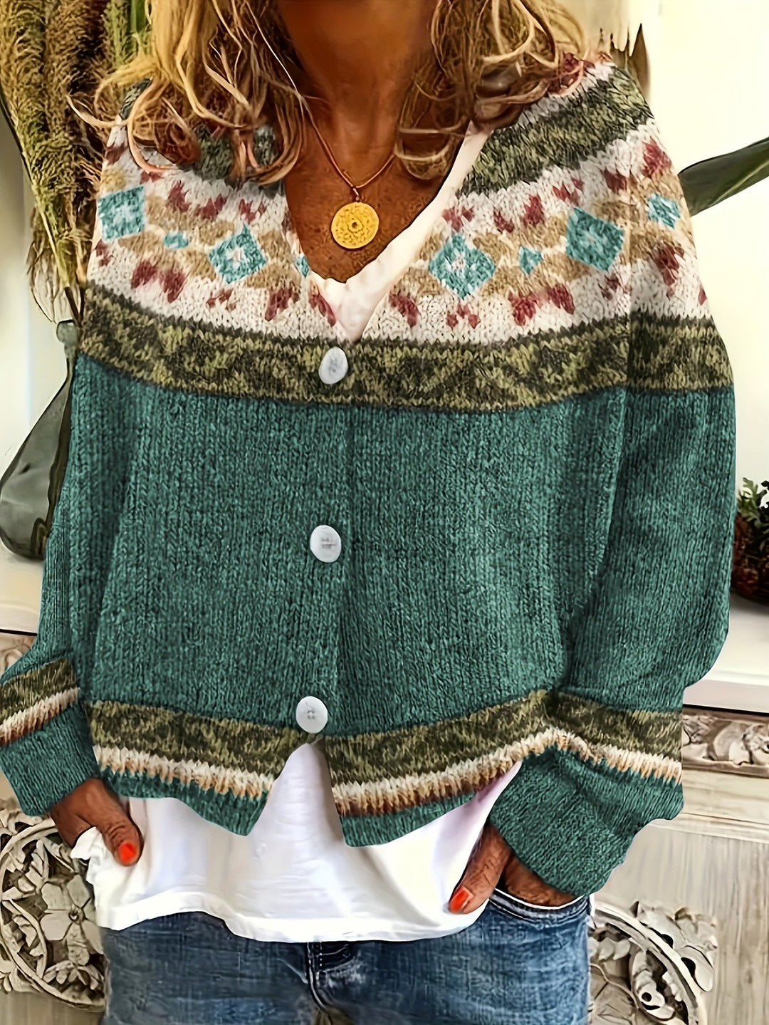 Wren | Women's Patterned Button-Front Cardigan