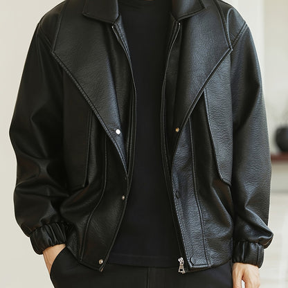 Veste bomber homme | Coupe régulière | Veste style cuir synthétique | Look décontracté
