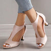 Damen Absatzschuhe mit offenen Zehen und Blockabsatz | Minimalistisch