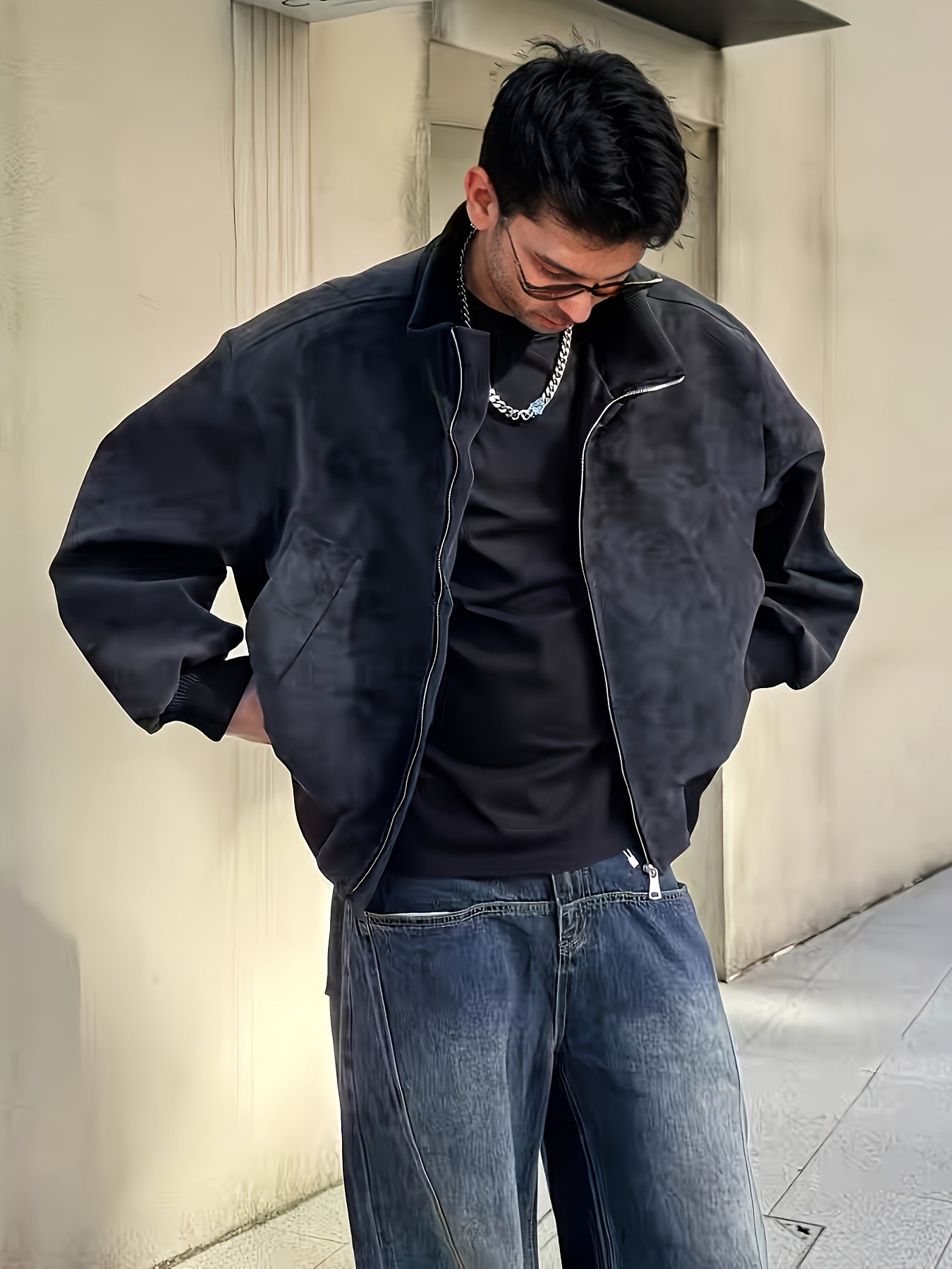 Giacca bomber da uomo | Vestibilità comoda con cerniera | Collo alto | Look casual streetwear