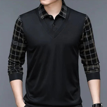 Herren Hemd mit langen Ärmeln und karierten Ärmeln | Casual Wear