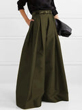 Damen Hohe Taille Maxi Rock | Falten Design