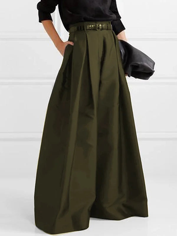 Damen Hohe Taille Maxi Rock | Falten Design