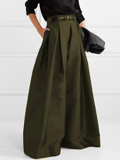 Damen Hohe Taille Maxi Rock | Falten Design