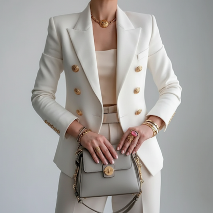 Damen Blazer | Doppelreihiges Design und Elegante Silhouette | Stilvoll für Business und Freizeit