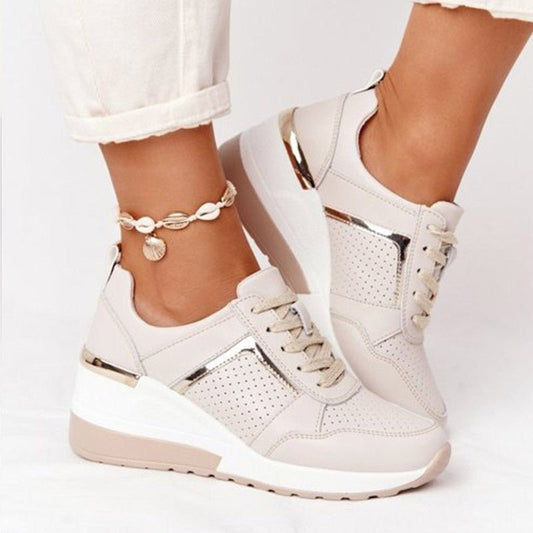 Damen Schnür-Sneaker mit Plateausohle | Perforiert