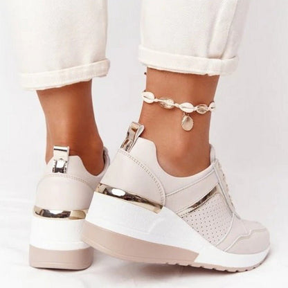 Damen Schnür-Sneaker mit Plateausohle | Perforiert