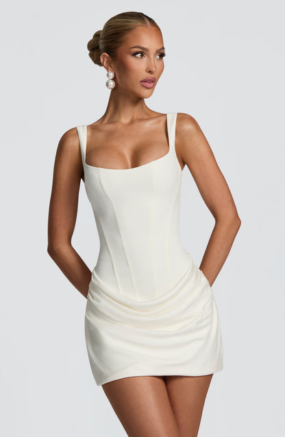 Damen Kleid Ärmellos Eckiger Ausschnitt Gerafftes Kleid | Mini