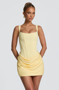 Damen Kleid Ärmellos Eckiger Ausschnitt Gerafftes Kleid | Mini