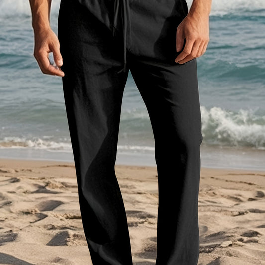 Pánské kalhoty | Kalhoty Regular Fit s rovnými nohavicemi | Pas na stažení šňůrkou | Ležérní letní styl
