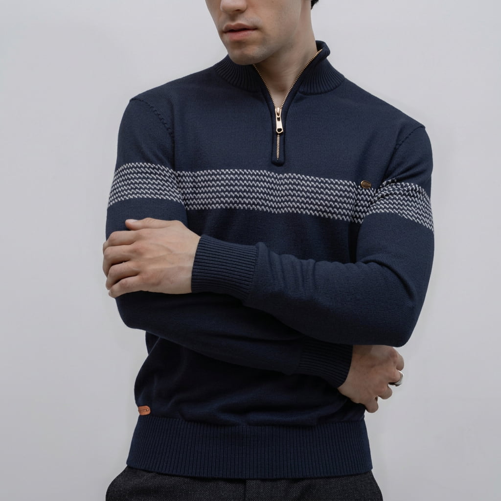 Maglione Uomo con Maniche Lunghe e Cerniera 1/4 | Stile Smart Casual