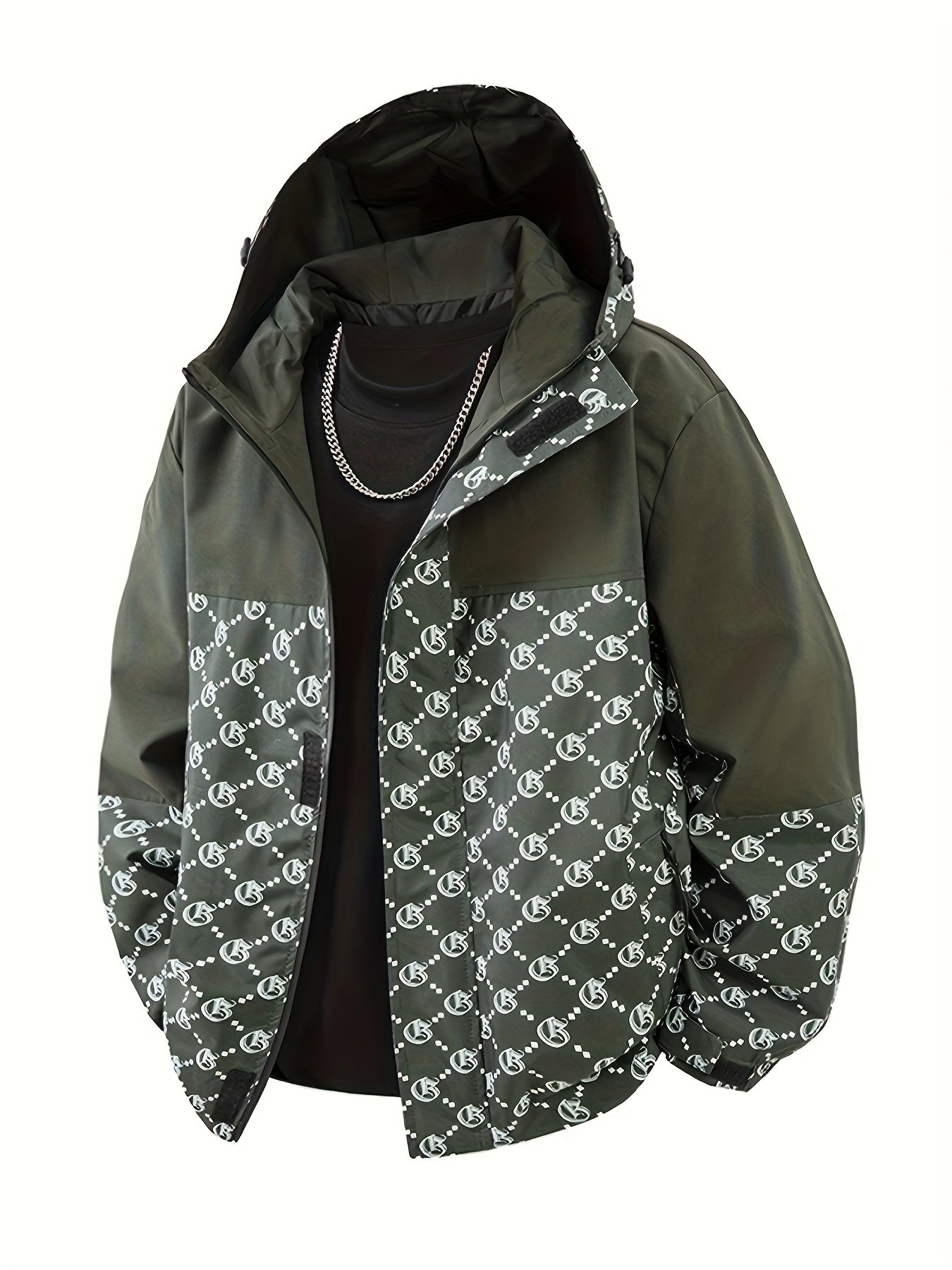 Hanorac cu glugă pentru bărbați | Croială regulară | Windbreaker cu fermoar | Look casual pentru activități în aer liber