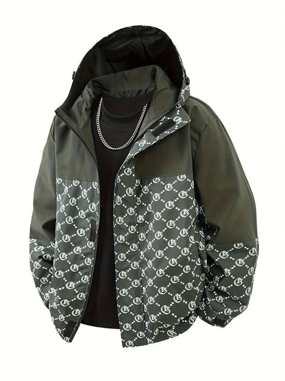 Hanorac cu glugă pentru bărbați | Croială regulară | Windbreaker cu fermoar | Look casual pentru activități în aer liber