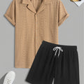 Herren Freizeit Set | Zweiteiliges Outfit mit Hemdkragen | Shorts mit Kordelzug | Moderner Sommerlook