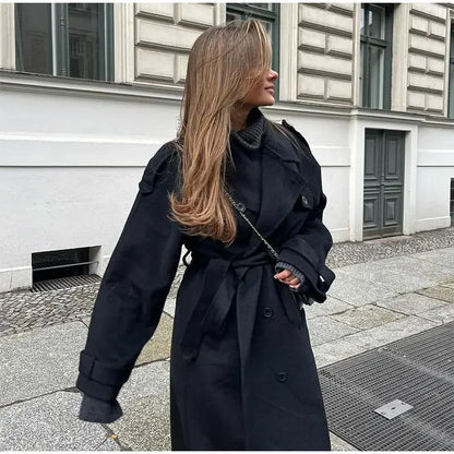 Trench-coat femme | Coupe décontractée | Manteau long avec ceinture à nouer | Look smart casual