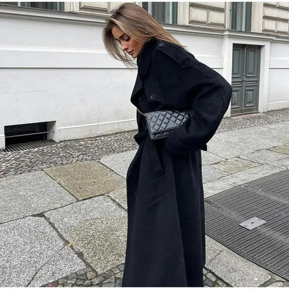 Trench-coat femme | Coupe décontractée | Manteau long avec ceinture à nouer | Look smart casual