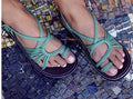 Damen Sandalen Mehrfachriemen Offene Zehen Flache Sandalen | Knöchelriemen