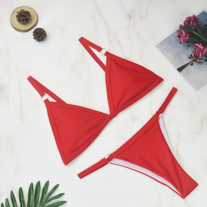 Ensemble bikini femme avec décolleté en triangle et bretelles réglables | Deux pièces