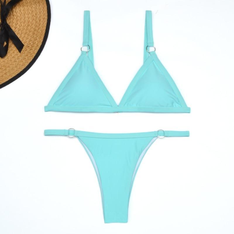 Ensemble bikini femme avec décolleté en triangle et bretelles réglables | Deux pièces