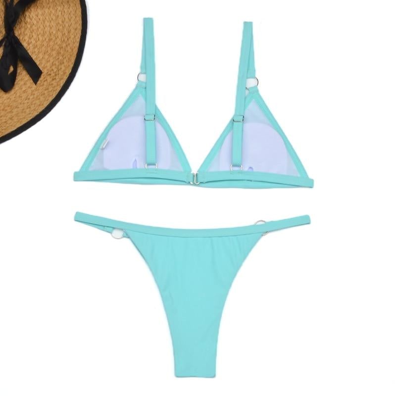 Ensemble bikini femme avec décolleté en triangle et bretelles réglables | Deux pièces