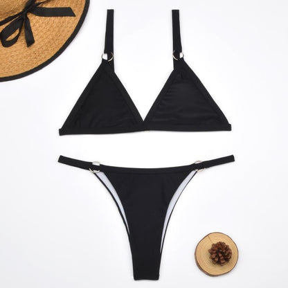 Ensemble bikini femme avec décolleté en triangle et bretelles réglables | Deux pièces