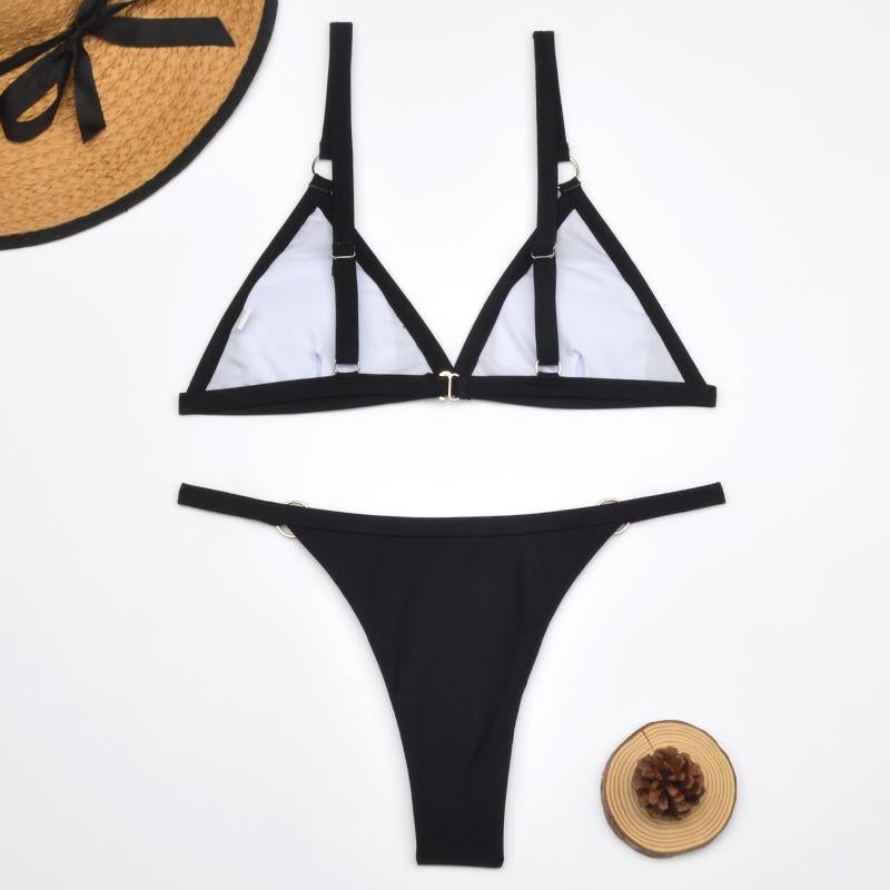 Ensemble bikini femme avec décolleté en triangle et bretelles réglables | Deux pièces