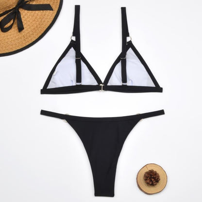 Ensemble bikini femme avec décolleté en triangle et bretelles réglables | Deux pièces