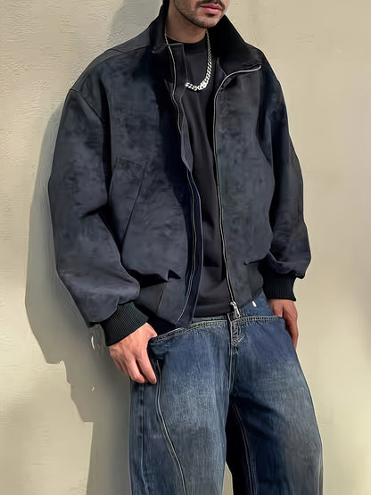 Giacca bomber da uomo | Vestibilità comoda con cerniera | Collo alto | Look casual streetwear
