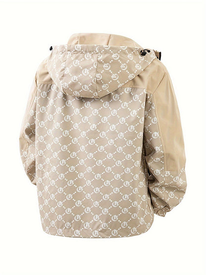 Hanorac cu glugă pentru bărbați | Croială regulară | Windbreaker cu fermoar | Look casual pentru activități în aer liber