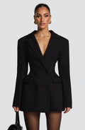 Damen Kleid Langarm V-Ausschnitt Blazer Kleid | Mini