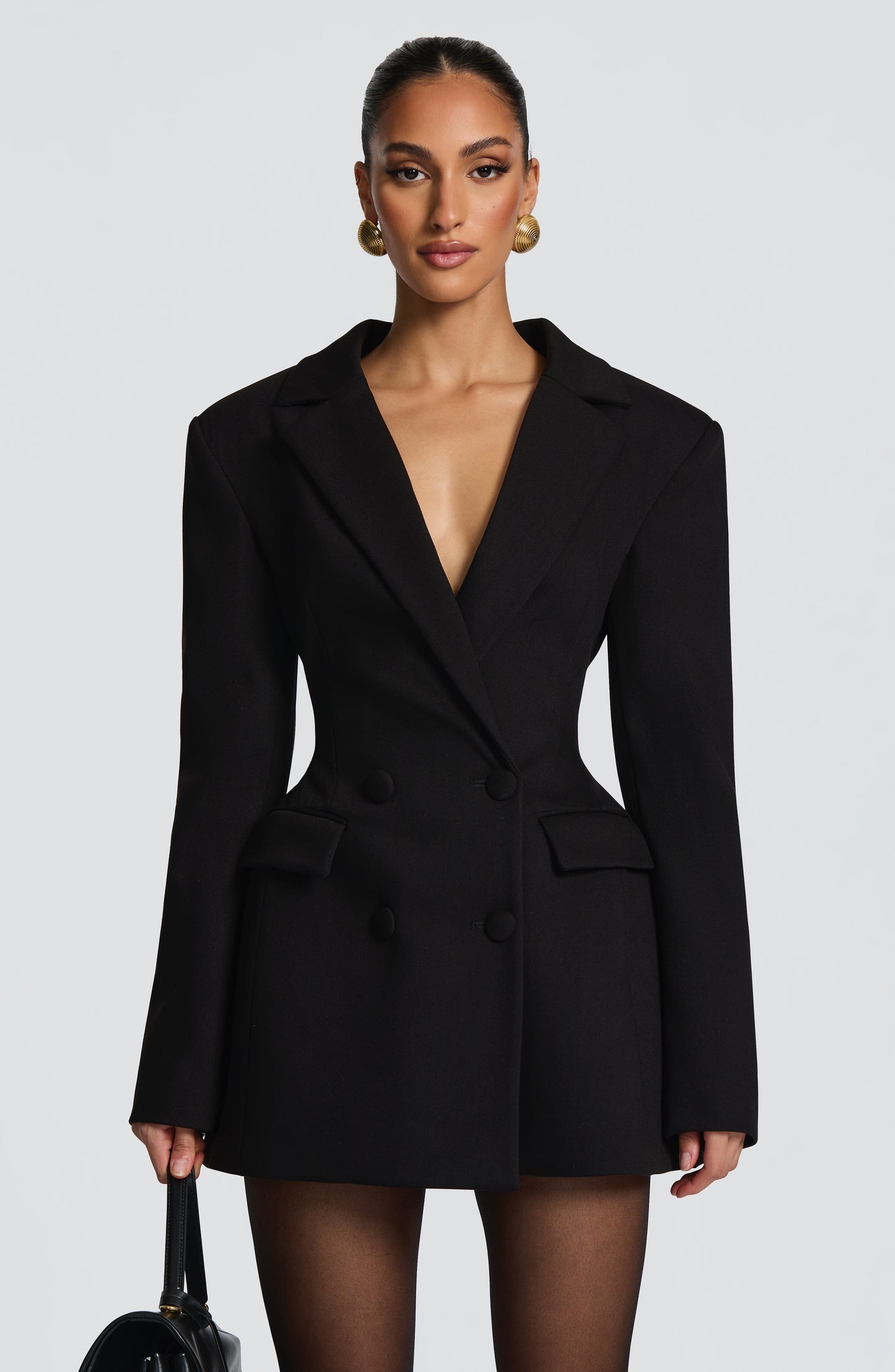Damen Kleid Langarm V-Ausschnitt Blazer Kleid | Mini