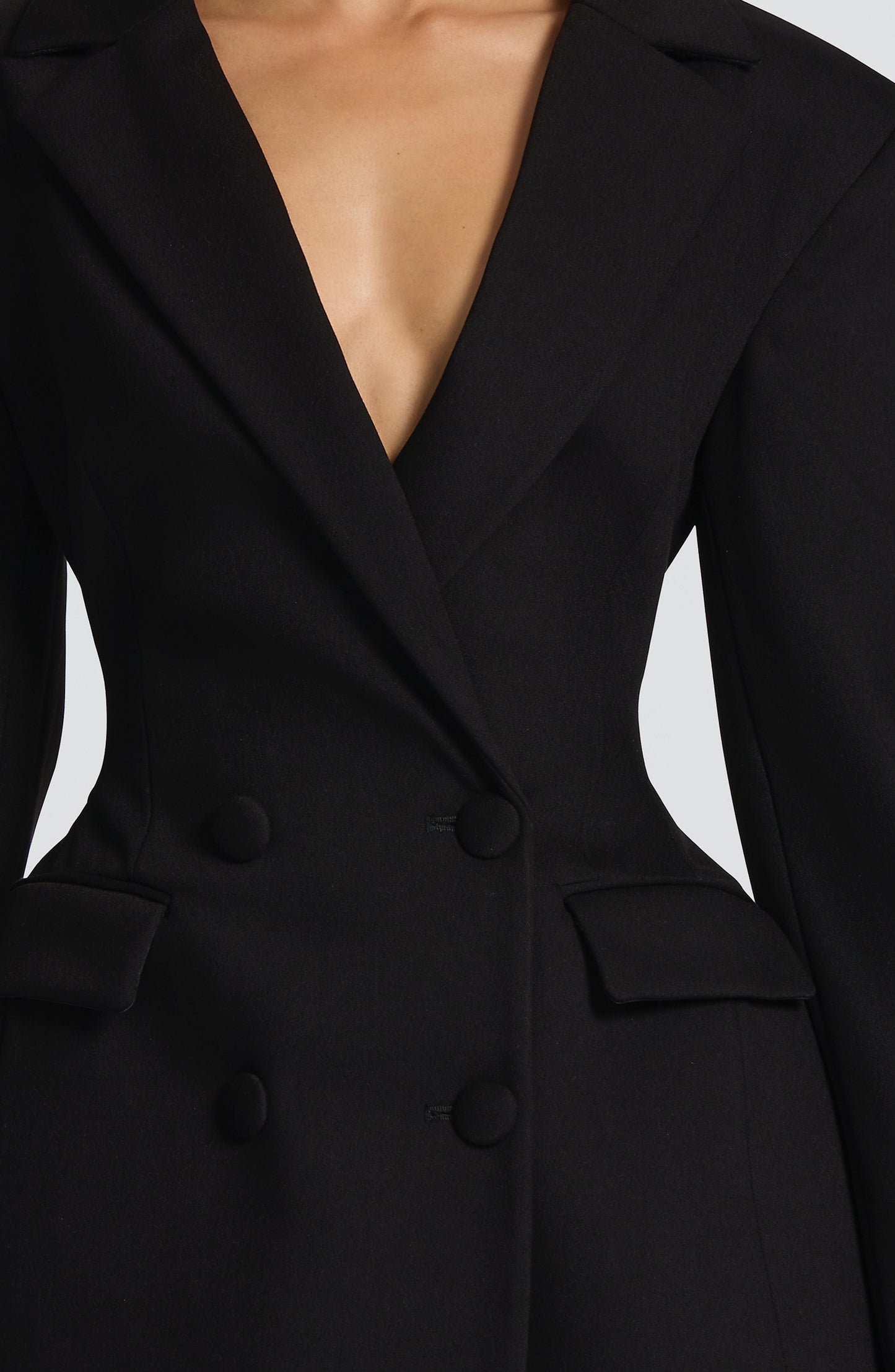 Damen Kleid Langarm V-Ausschnitt Blazer Kleid | Mini
