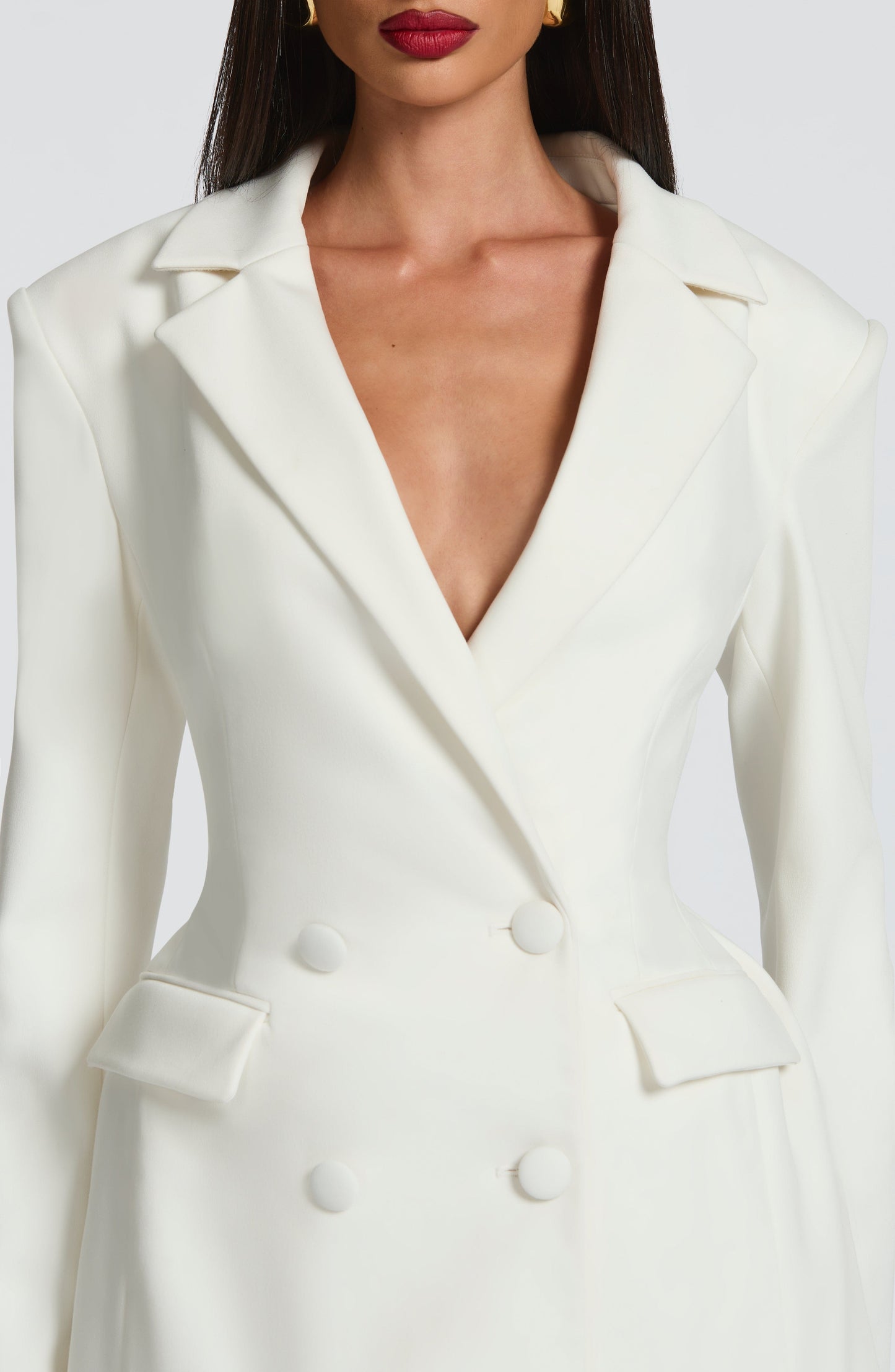 Damen Kleid Langarm V-Ausschnitt Blazer Kleid | Mini