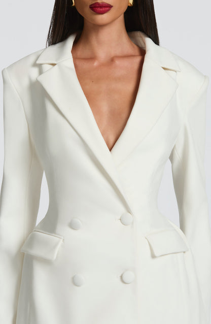 Damen Kleid Langarm V-Ausschnitt Blazer Kleid | Mini