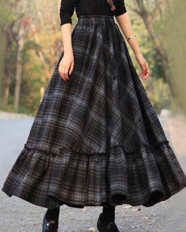 Damen Kurzarm Rundhals Midi Kleid | Lagenrock