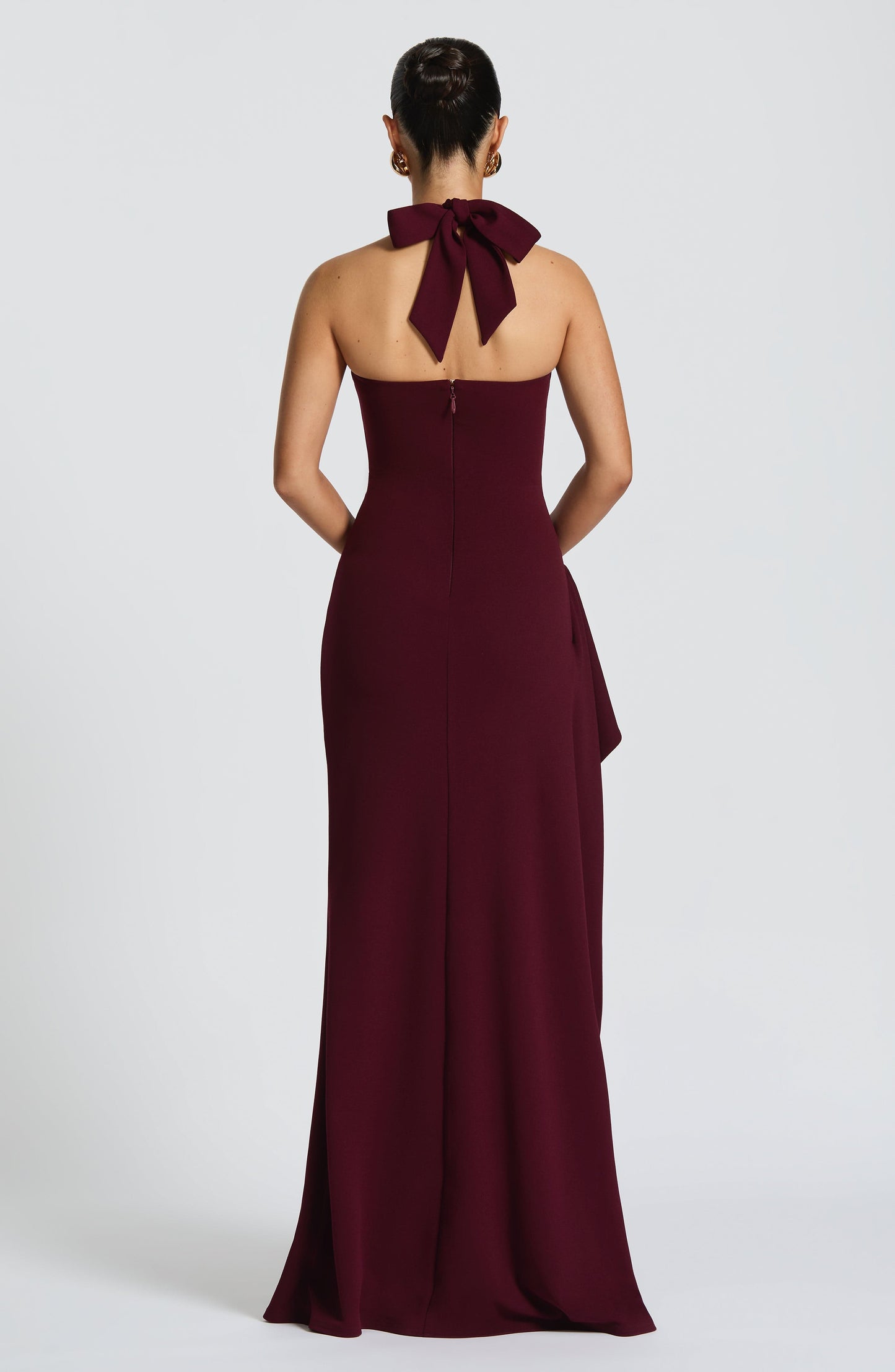 Damen Neckholder Maxi Kleid | Gerüschtes Hoher Schlitz Abendkleid