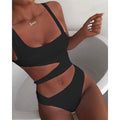 Damen Bikini Set Zweiteilig Cut Out Taille Eckiger Ausschnitt Bikini | Modern