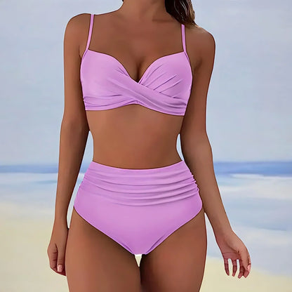 Ensemble bikini femme taille haute motif léopard deux pièces | Sauvage
