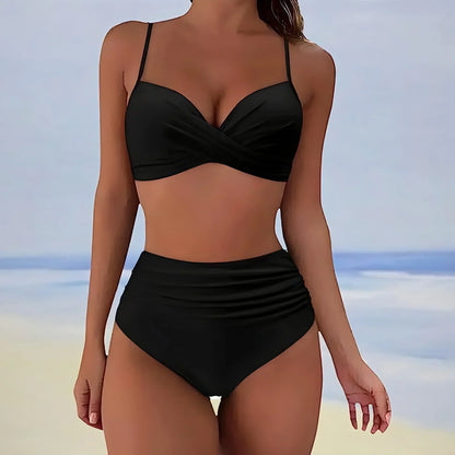 Ensemble bikini femme taille haute motif léopard deux pièces | Sauvage