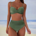 Damen Bikini Set Hohe Taille Leopardenmuster Zweiteilig Bikini | Wild