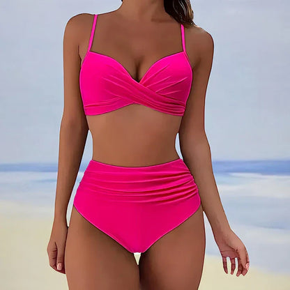 Ensemble bikini femme taille haute motif léopard deux pièces | Sauvage
