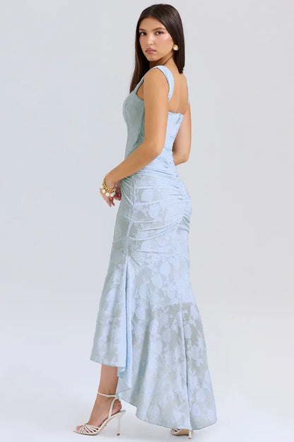 Damen Korsett Stil Midi Kleid | Gerüschtes Meerjungfrau Saum Kleid