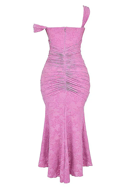 Damen Korsett Stil Midi Kleid | Gerüschtes Meerjungfrau Saum Kleid