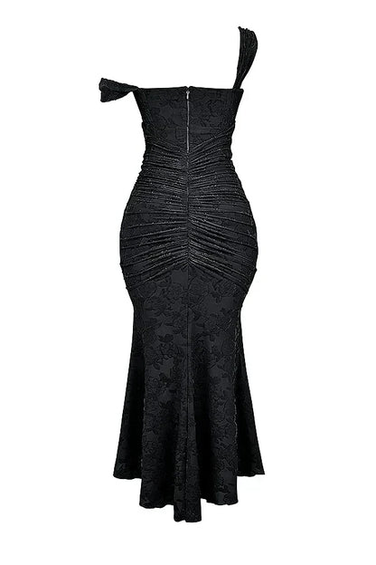 Damen Korsett Stil Midi Kleid | Gerüschtes Meerjungfrau Saum Kleid