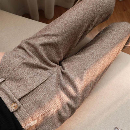 Damen Schmale Passform Hose mit Mittlerer Taille | Strukturiertes Bein