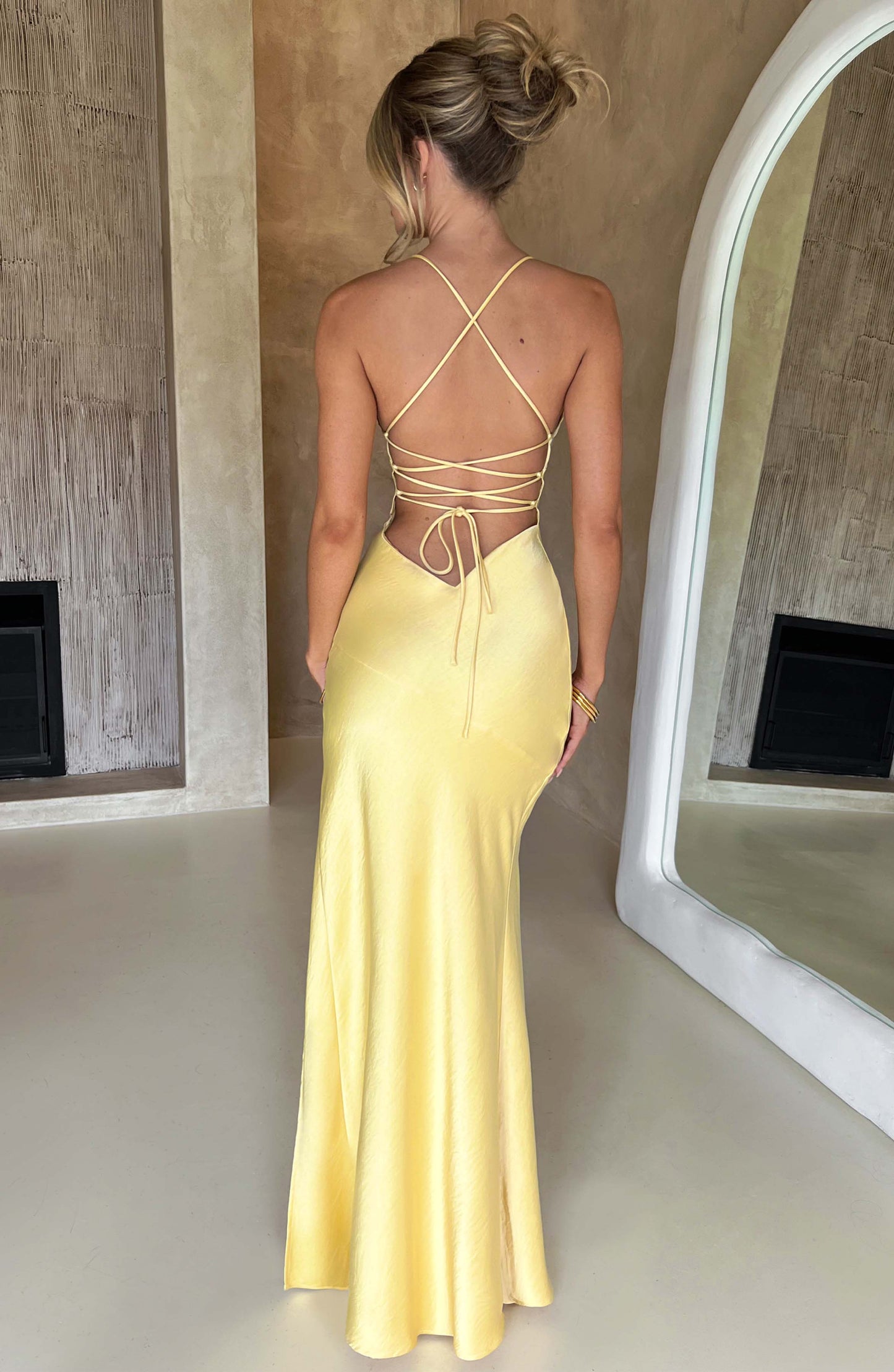 Damen Ärmelloses Spaghettiträger Schlitz Kleid | Maxi