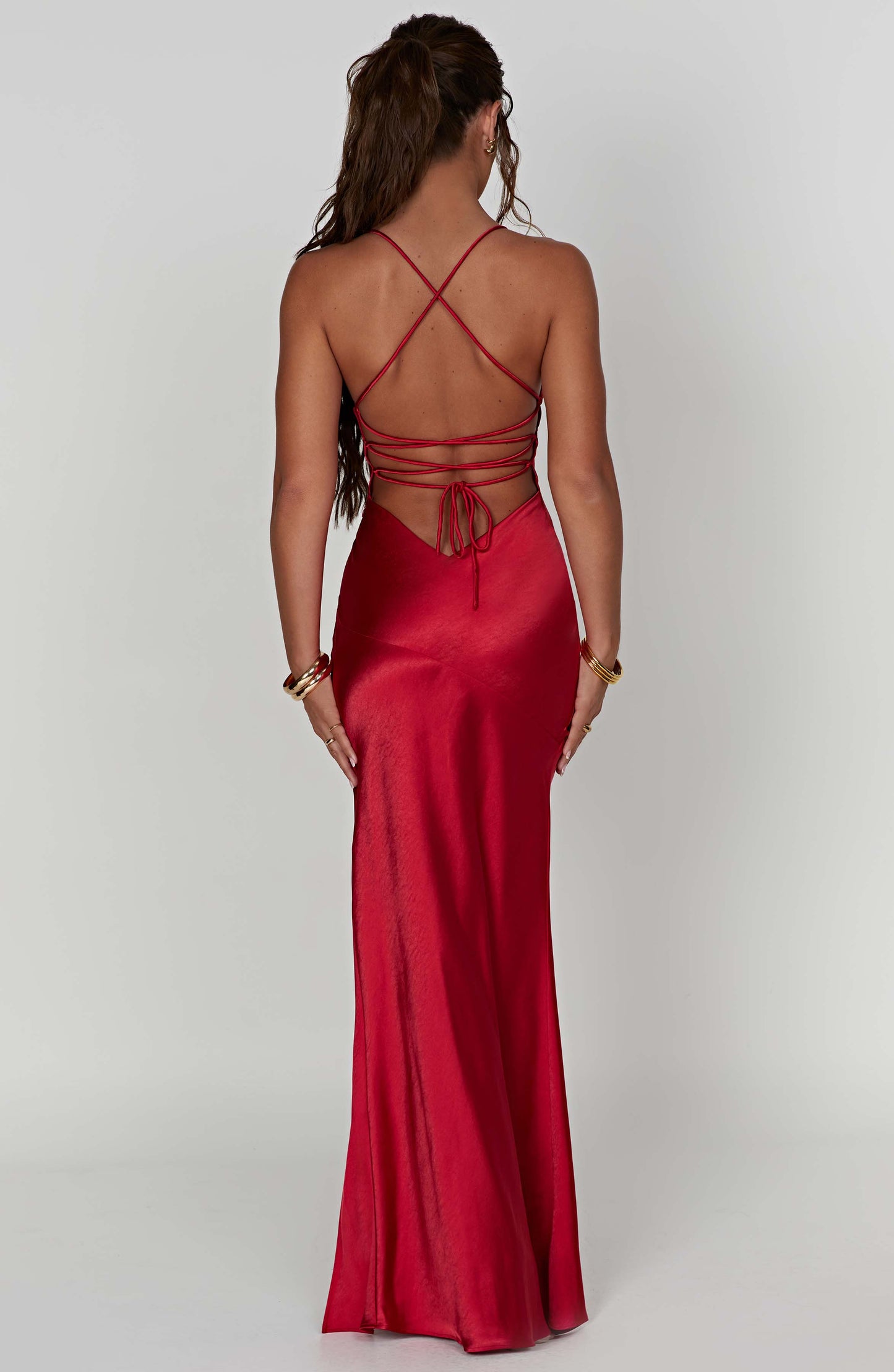 Damen Ärmelloses Spaghettiträger Schlitz Kleid | Maxi