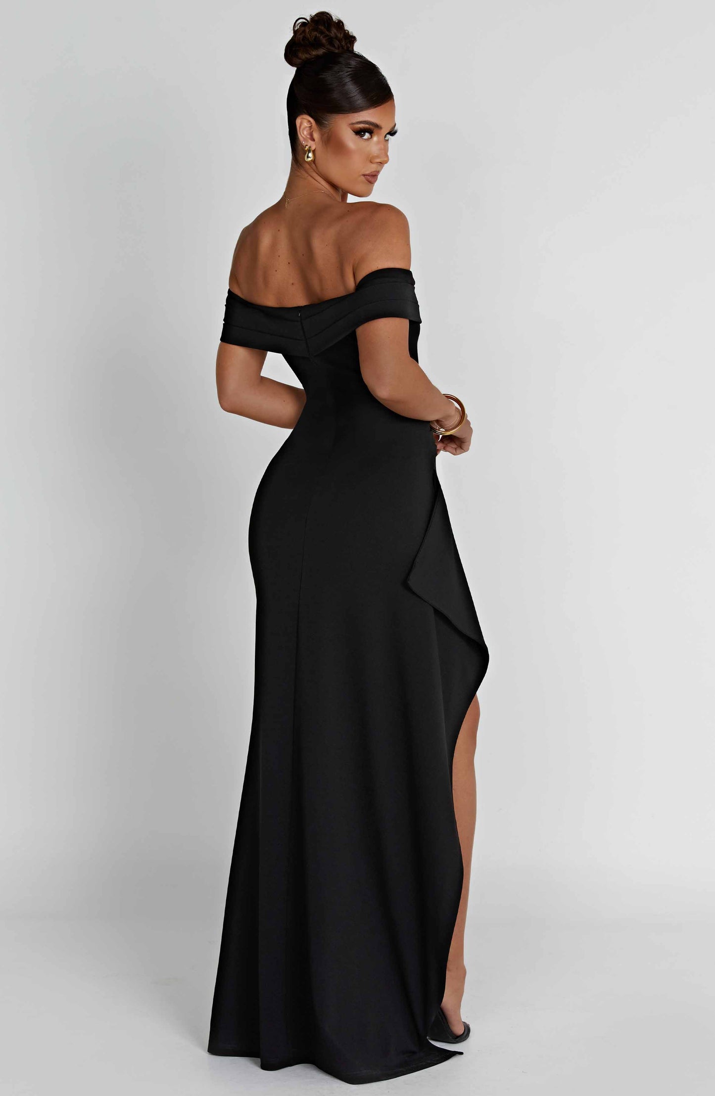 Damen Off Shoulder Maxikleid Mit Bodycon Passform | Figurbetont
